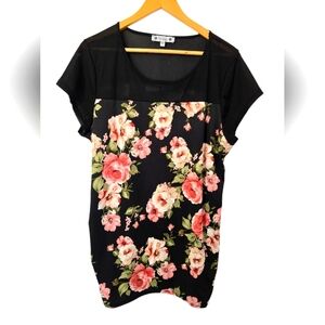 Wilde Floral Short Sleeve Rouched Blouse Size  3x